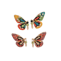 Pendientes de mariposa de cristal de colores