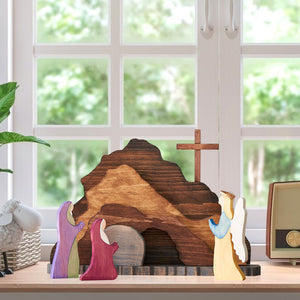 Crèche de Pâques en bois - Décoration naturelle en bois Jésus de Pâques