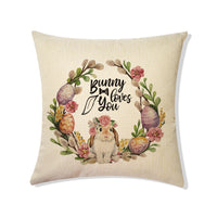 Spring Easter Bunny Printed Linen Throw Pillow Covers
