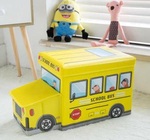 Taburete del almacenamiento de la caja de juguetes de la policía del camión de bomberos del autobús escolar