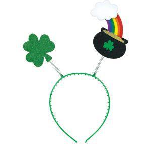Irish Shamrock Headband Green Striped Socks Set