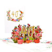 Tarjeta de felicitación de aniversario de flores estéreo 3D
