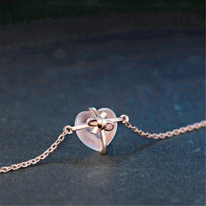 Pink Crystal Gift Bow Heart Bracelet