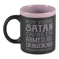 Pas aujourd'hui Satan Chalkboard Stoneware Mug 11 oz
