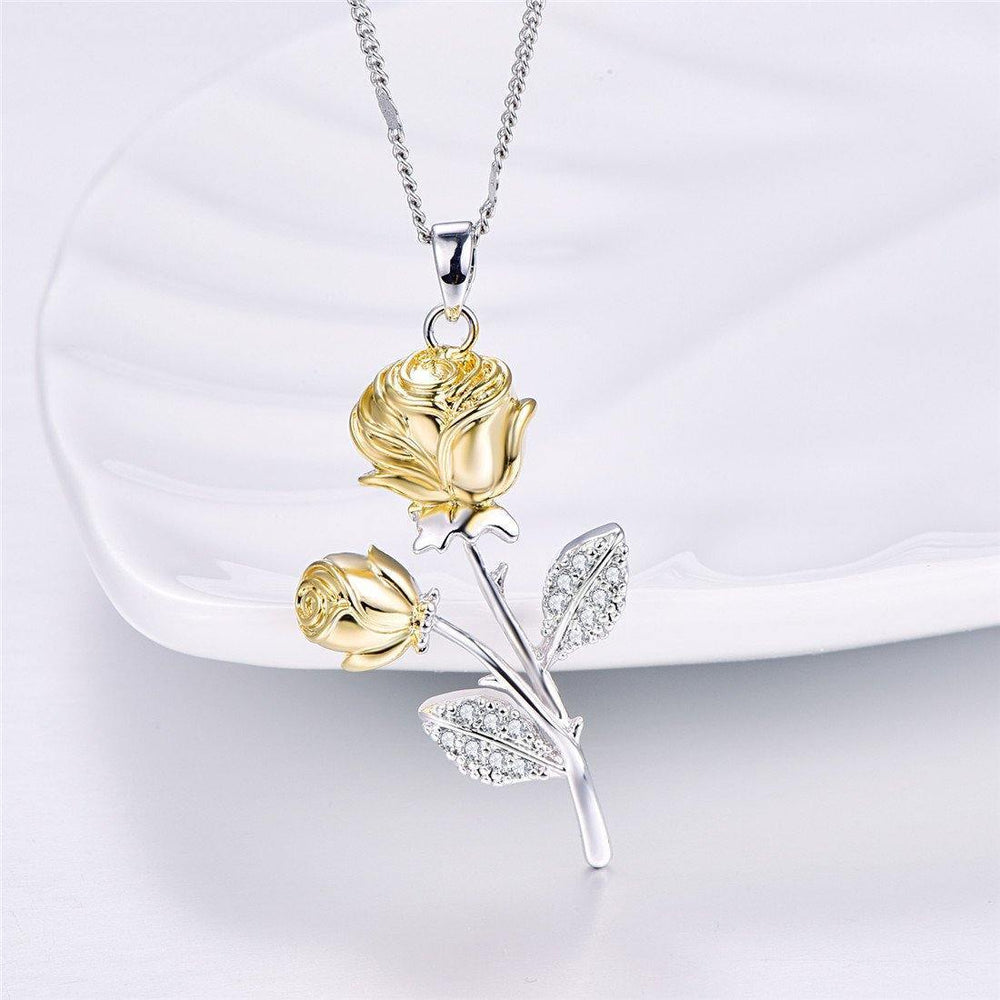 Golden Roses Pendant Necklace