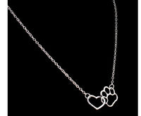 Hollow Paw and Heart Linked Necklace
