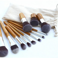 Cepillo de bambú del maquillaje de la manija del traje de bambú poste de bambú de los cepillos del maquillaje con el saco de calidad superior