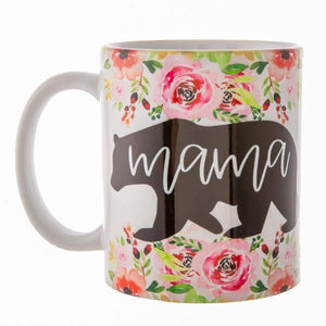 Taza de café de cerámica con estampado floral de mamá oso