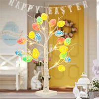 Decoración de Pascua, árbol de abedul de 60cm, huevo de Pascua para el hogar, regalo con luz LED, adornos de mesa para Fiesta de Primavera, regalos ligeros para Fiesta de Pascua para niños
