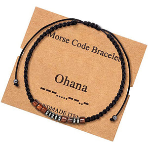 Bracelet code Morse Perles de bois de calcul biliaire noir