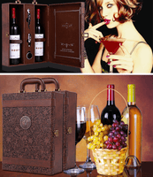 Caja de vino creativa Caja de regalo de cuero Hecha a mano Hogar Cocina Bar Accesorios Decoración Lafite Soporte para vino Caja de embalaje de vino Regalo de amigo
