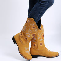 Sunflower Embroidered Cowboy Boots