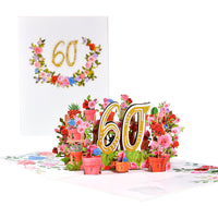 Carte de voeux d'anniversaire de fleurs stéréo 3D
