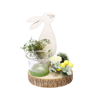 Bougeoir en verre créatif lapin en bois nordique
