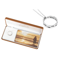 Footprints Mobius Ring Necklace in Deluxe Gift Box with Verse