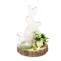 Portavelas de cristal creativo de conejo de madera nórdico
