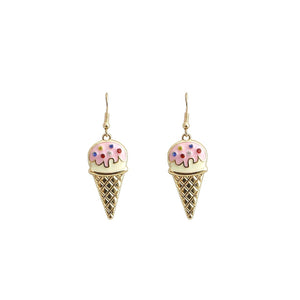 Ice Cream Cone Charm Dangle Earrings