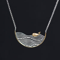 Hollow water pattern small whale S925 Sterling Silver Women's necklace