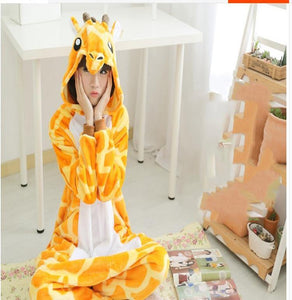 Pijama de una pieza con capucha de jirafa (adulto)