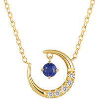 Collier ras du cou avec pendentif lune en argent sterling 925 et zircon bleu, en or 14 carats