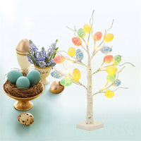 Decoración de Pascua, árbol de abedul de 60cm, huevo de Pascua para el hogar, regalo con luz LED, adornos de mesa para Fiesta de Primavera, regalos ligeros para Fiesta de Pascua para niños