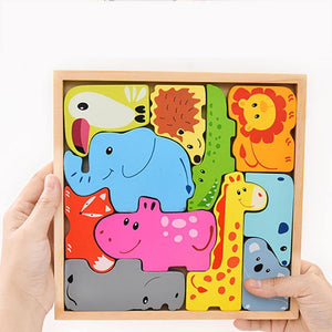 Jouets de puzzle d'animaux en bois