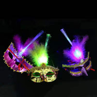 Glowing Fiber Optic Feather Masquerade Masks