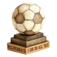 Sports Ball Philippians 4:13 Wood Look Figurine