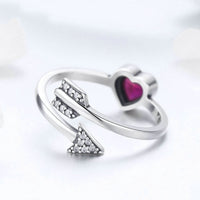 Sterling Silver Ring Female Heart Can Be Front And Back
