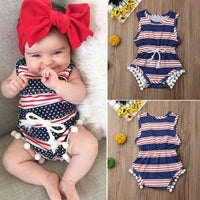American Flag Independence Day Baby Romper