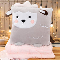 Cartoon Animal Plush 2-in-1 Travel Pillow Blanket