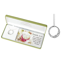 She is Clothed with Strength and Dignity Wide Mobius Ring Necklace in Deluxe Gift Box with Proverbs 31:25