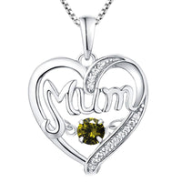 S925 Silver Pulsatile Heart MoM Necklace Mother's Day Gift Birthstones Smart Pendant
