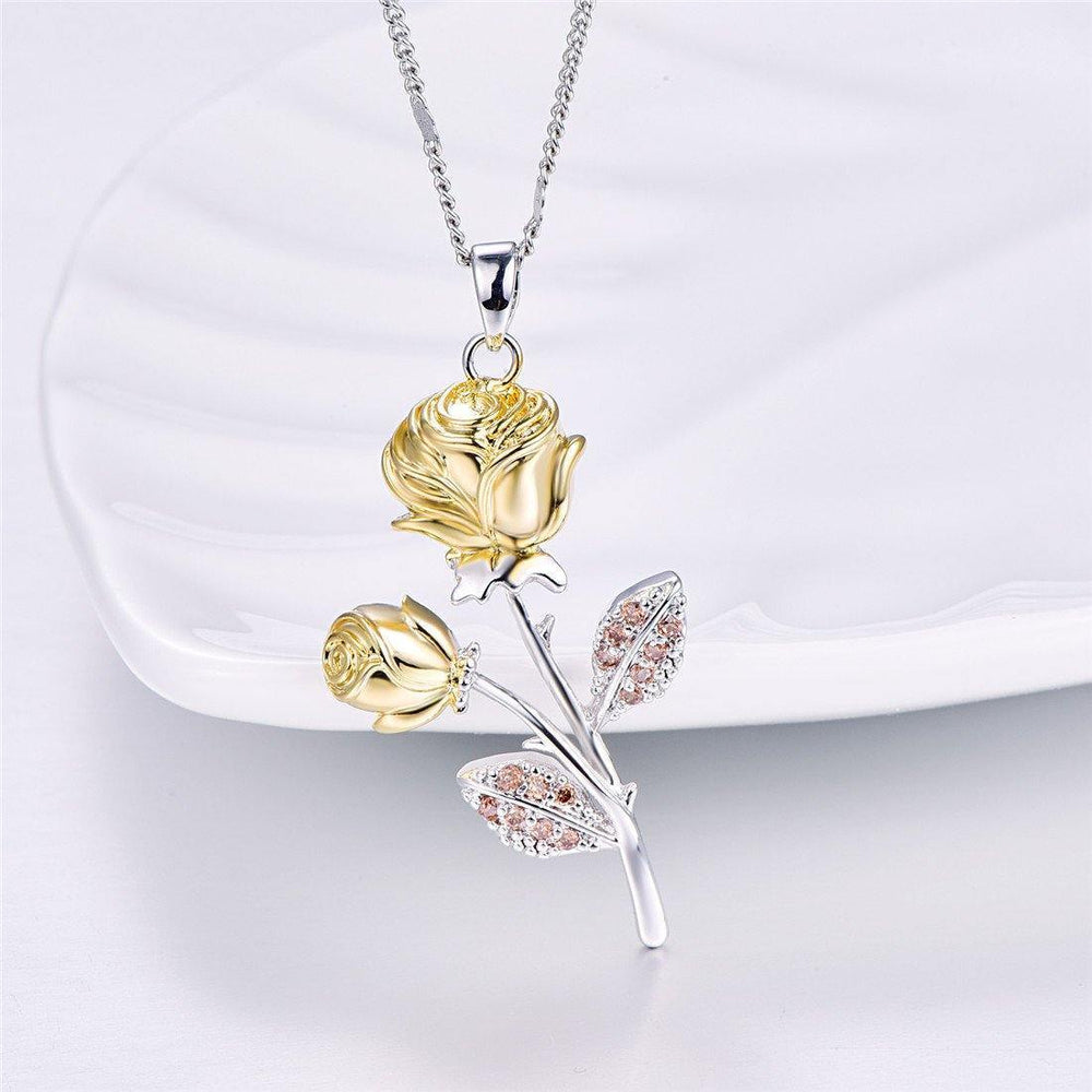 Golden Roses Pendant Necklace