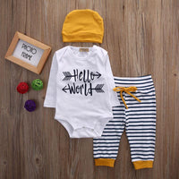 Hello World Newborn Baby Outfit (3 pcs)