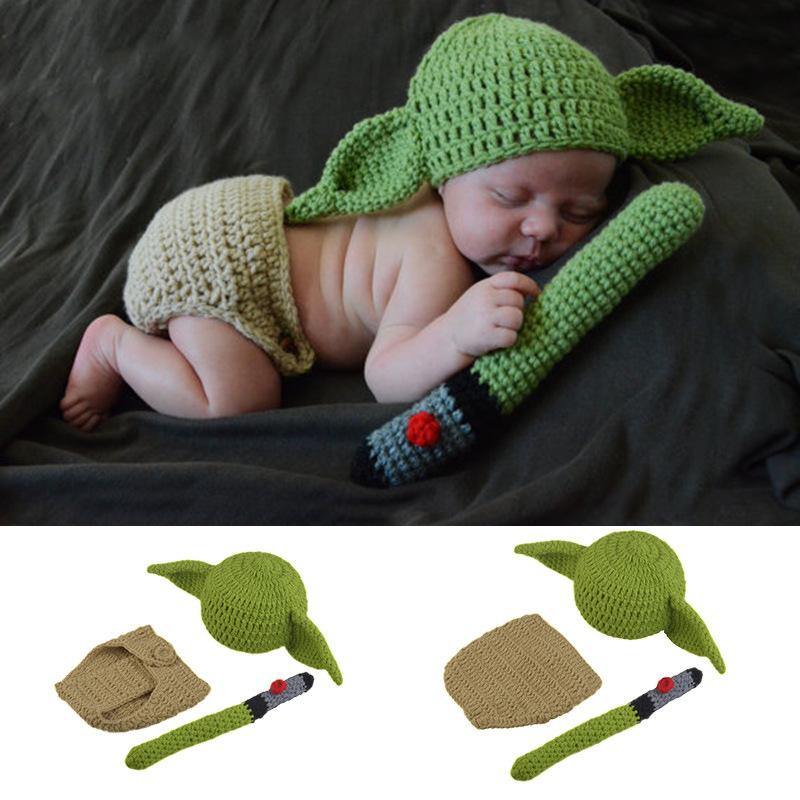 Disfraz de Yoda de punto para fotografía de recién nacido