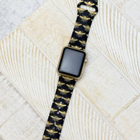 Bracelet de montre intelligente en silicone imprimé abeille dorée