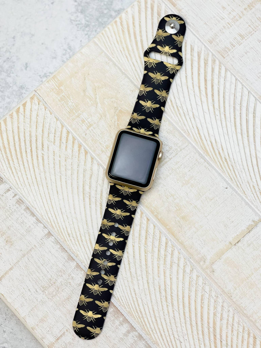 Bracelet de montre intelligente en silicone imprimé abeille dorée