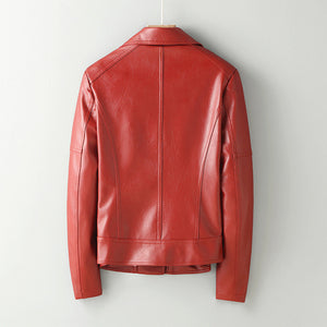 Ladies Motorcycle Leather Jacket Thin Zip