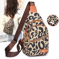 Leopard Print Sling Chest Bag With Headphone Jack Crossbody Backpack Shoulder Bag Women
