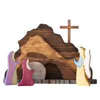 Crèche de Pâques en bois - Décoration naturelle en bois Jésus de Pâques