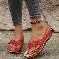 Fleurs sandales femmes Style rétro chaussures à semelles compensées chaussures de plage en plein air été
