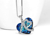 Love You Forever Ocean Blue Heart Necklace