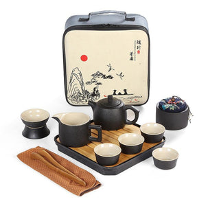 Service à thé en poterie ancienne japonaise