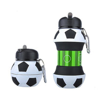 Botella de agua plegable de balón de fútbol con pajita