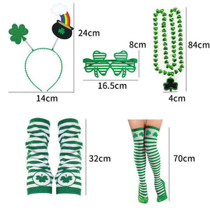 Ensemble de chaussettes rayées vertes avec bandeau trèfle irlandais