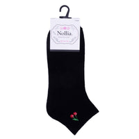 Low Cut Cherry Embroidery Ribbed Socks