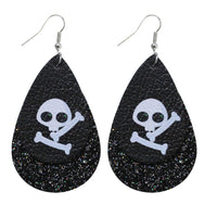 Pendientes colgantes de cuero con estampado de Halloween