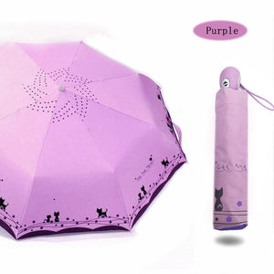 Parapluie Compact Chatons et Fleurs