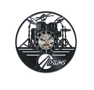 Drums & Guitar Vinyl Record Wall Clock
